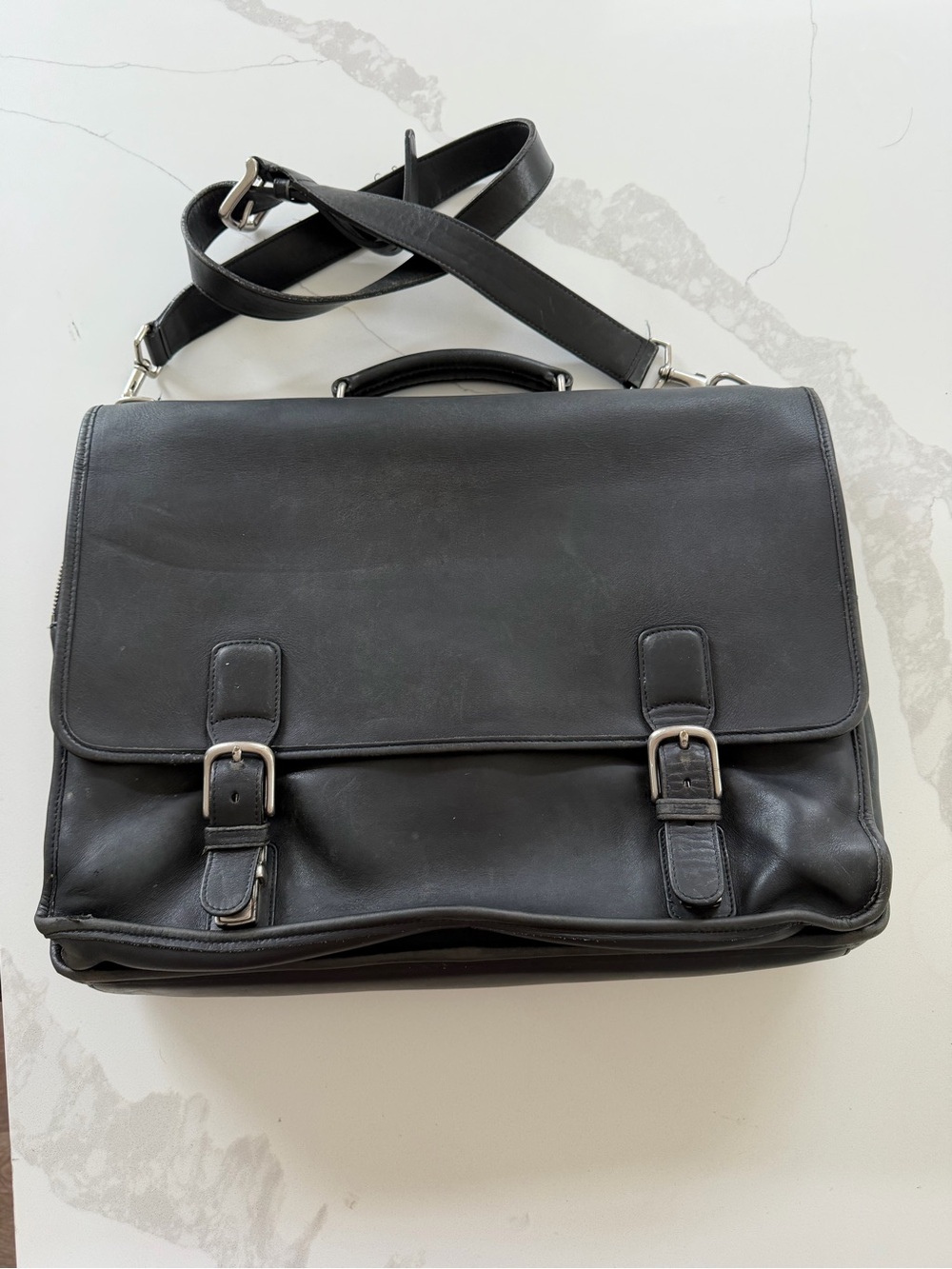 Vintage Coach 5810 Leather Briefcase Laptop Messenger Black Strap